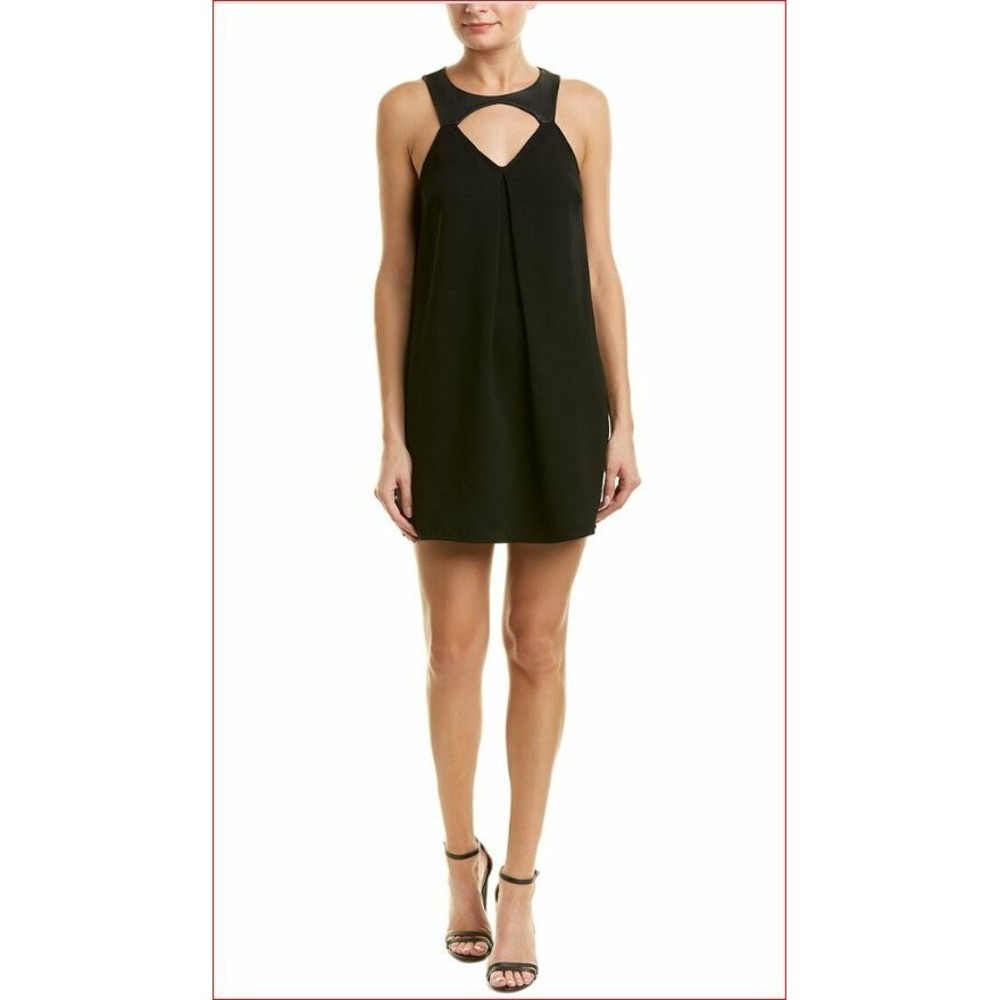 BCBGeneration Black Faux Leather Trim Cutout Mini Dress GEF66P75-001 XS
